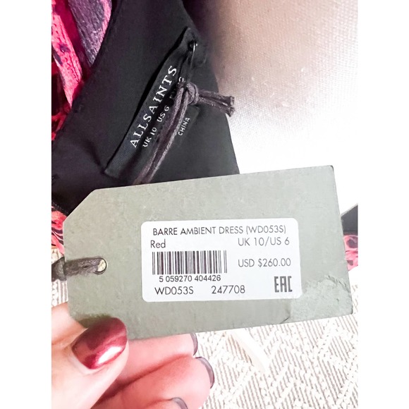 All Saints Dress Black Pink Animal Print Mini NWT Allsaints - Picture 8 of 11